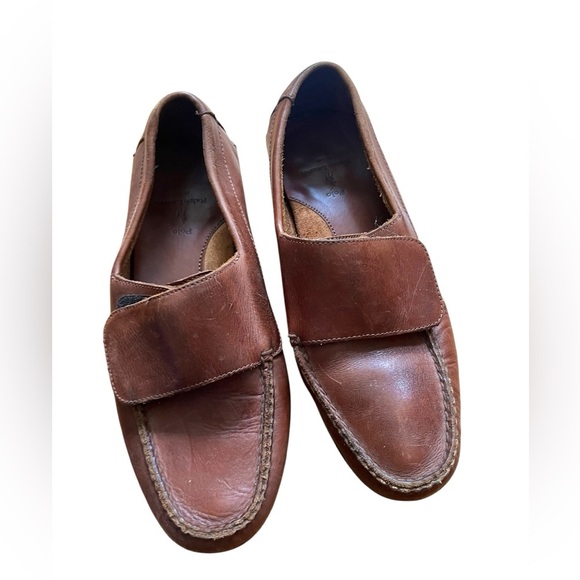 RARE Vintage POLO Ralph Lauren Leather Loafers Toe Strap Closure Mens 11 D - Picture 1 of 9